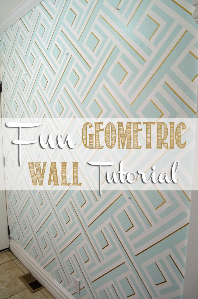 Fun Geometric Wall Tutorial on hertoolbelt.com Seriously this design was made with paint and Frog Tape, so easy.