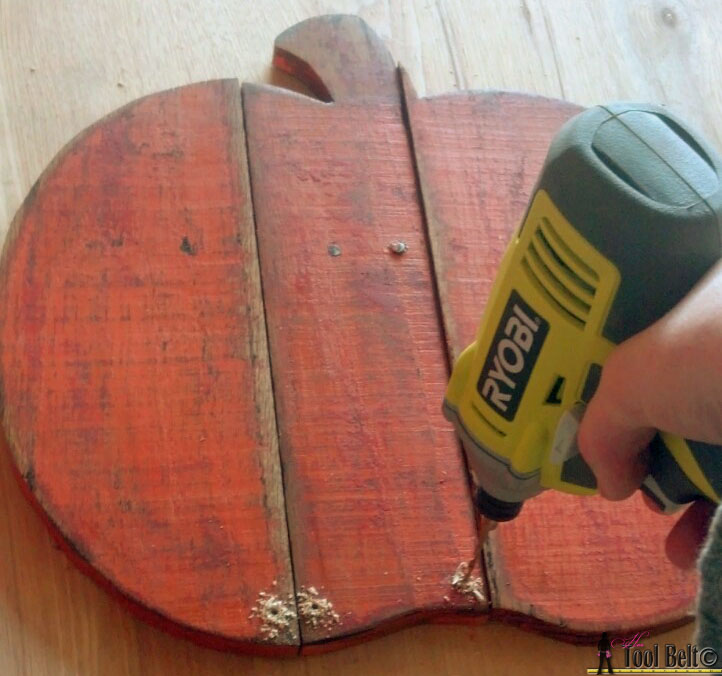 rustic pallet pumpkin drill holes