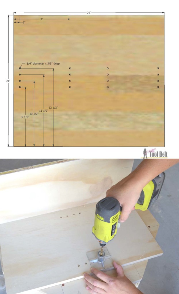 Step 3 drill shelf pin holes