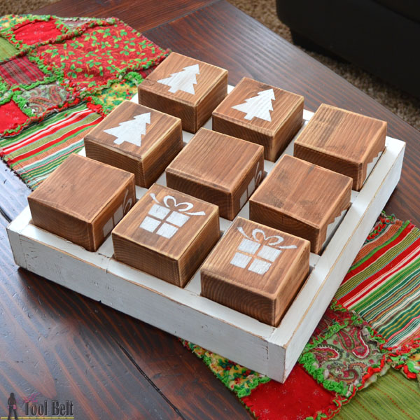 Easily build an oversized tic tac toe game, great for Christmas with trees and presents or X's and O's. Free plans.