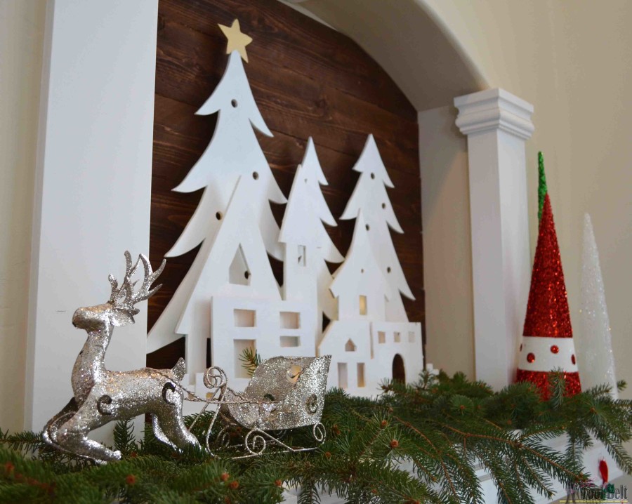 DIY Pottery Barn Kid's inspired Christmas village silhouette.