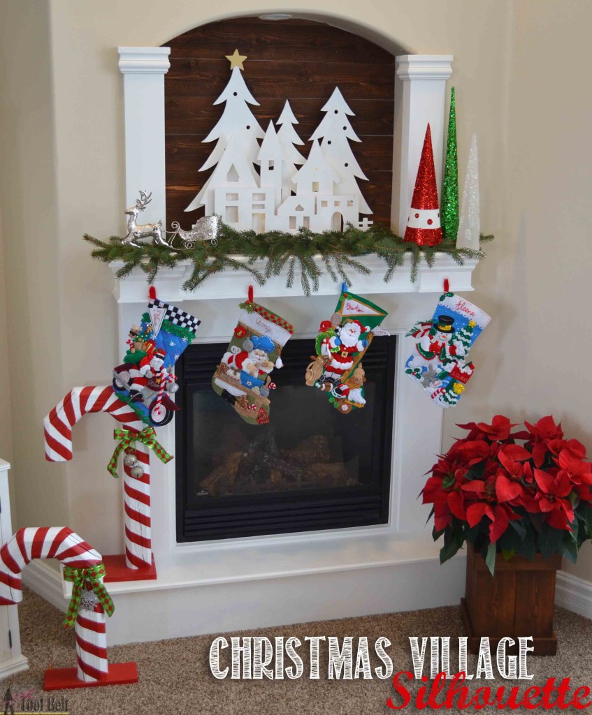DIY Pottery Barn Kid's inspired Christmas village silhouette.