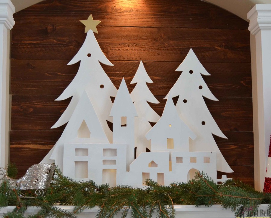 DIY Pottery Barn Kid's inspired Christmas village silhouette.