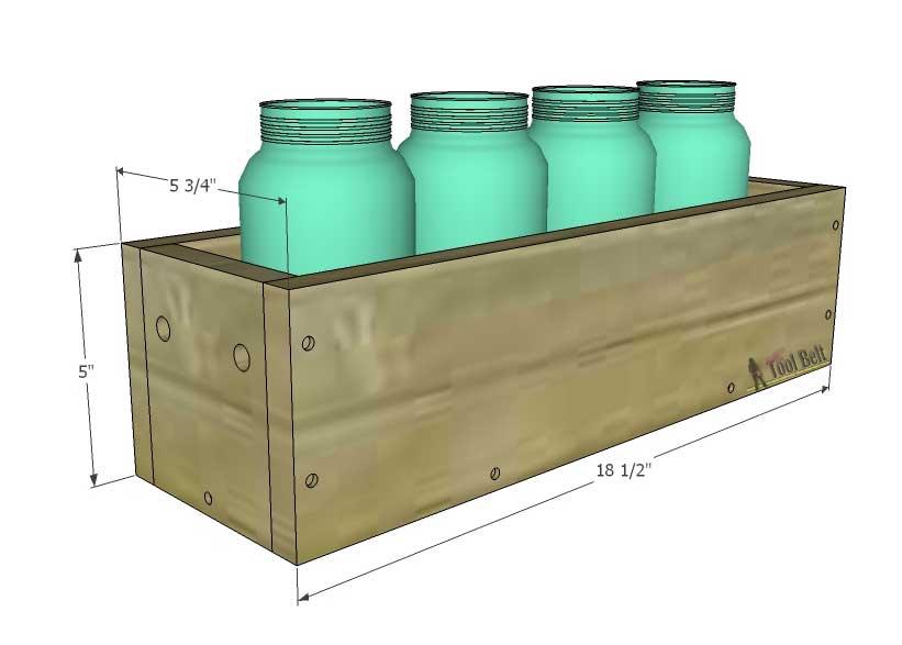 Simple box centerpiece plans with lots of variations on length and height. Check out how to transform regular mason jars into pretty sea glass jars