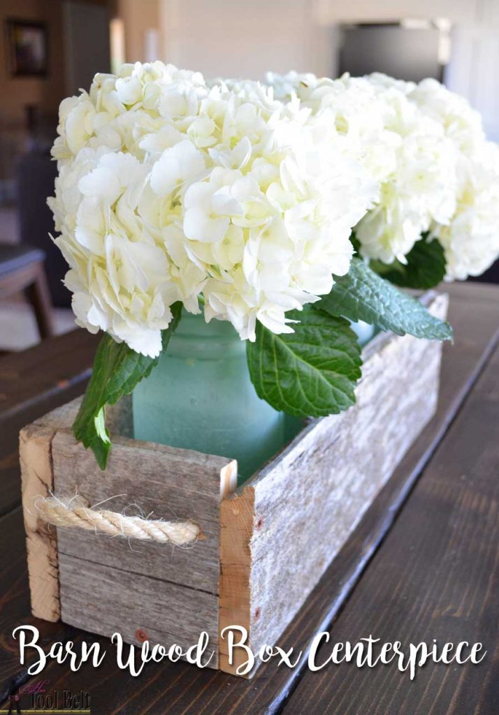 Simple box centerpiece plans with lots of variations on length and height. Check out how to transform regular mason jars into pretty sea glass jars