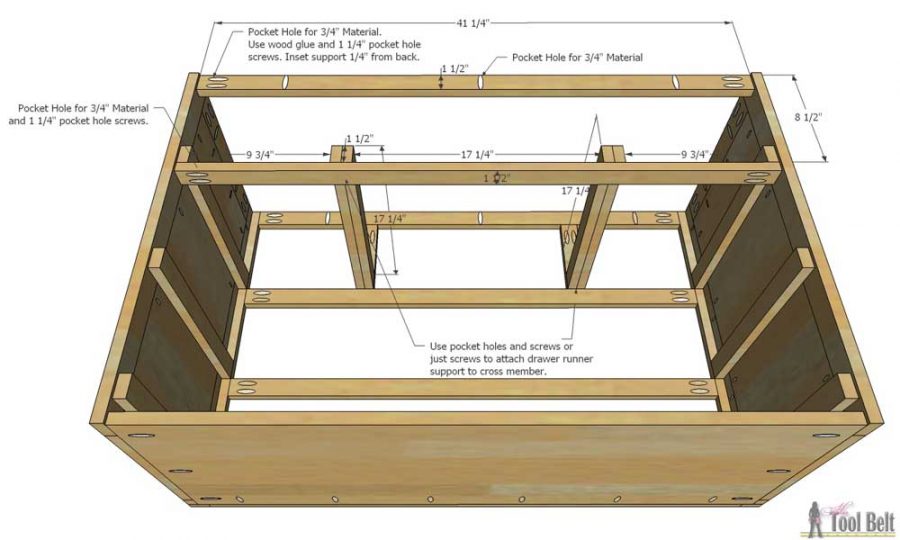 Free plans to build a DIY 5 drawer dresser/changing table with bead board detail.