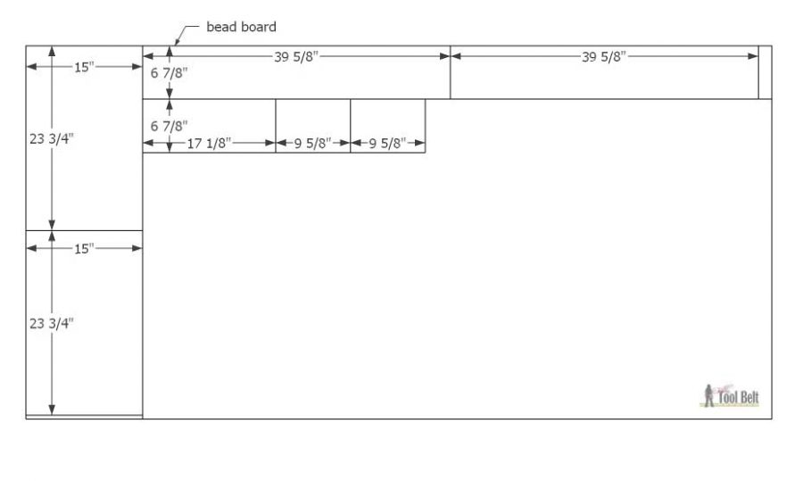 Free plans to build a DIY 5 drawer dresser/changing table with bead board detail.