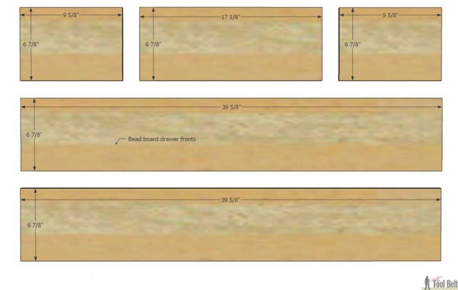 Free plans to build a DIY 5 drawer dresser/changing table with bead board detail.