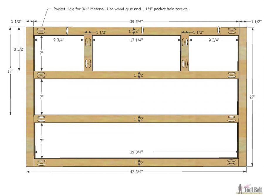 Free plans to build a DIY 5 drawer dresser/changing table with bead board detail.