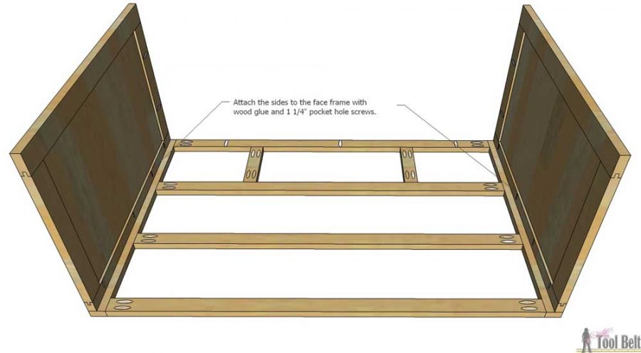 Free plans to build a DIY 5 drawer dresser/changing table with bead board detail.