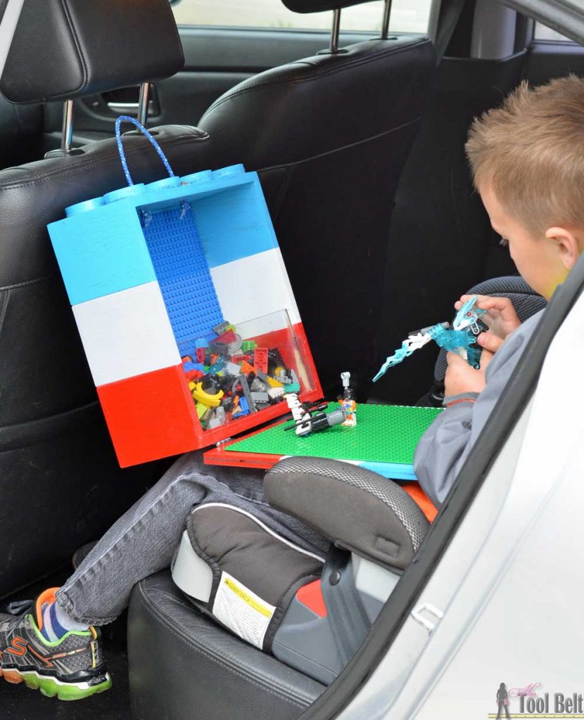 Make a DIY portable LEGO tote for hours of building fun in the car or on the go.