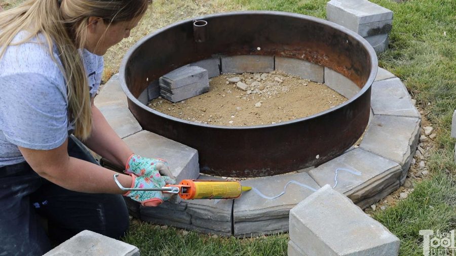 glue blocks - How to build a DIY backyard firepit with wall blocks from Home Depot.