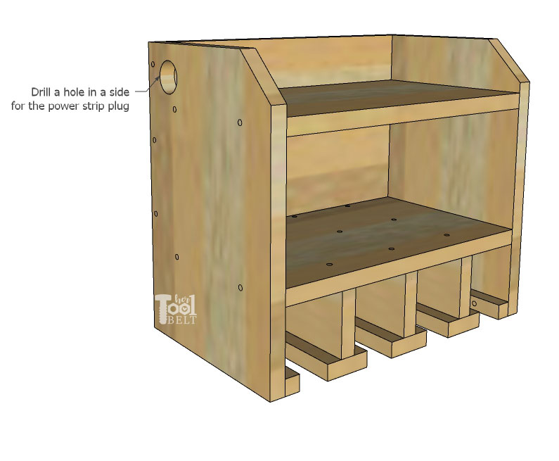 Organize your cordless drills and tools with a custom drill storage and charge station for about $20! Tell the plans how many tool stalls you want, and the free plans will customize your cut list. Free plans on hertoolbelt.com