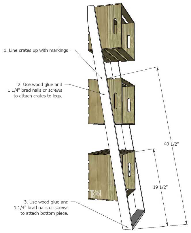 Free plans to build an easy leaning crate ladder bookshelf and desk system for kids. The crates are great to organize and store books and toys. Free plans on hertoolbelt.com