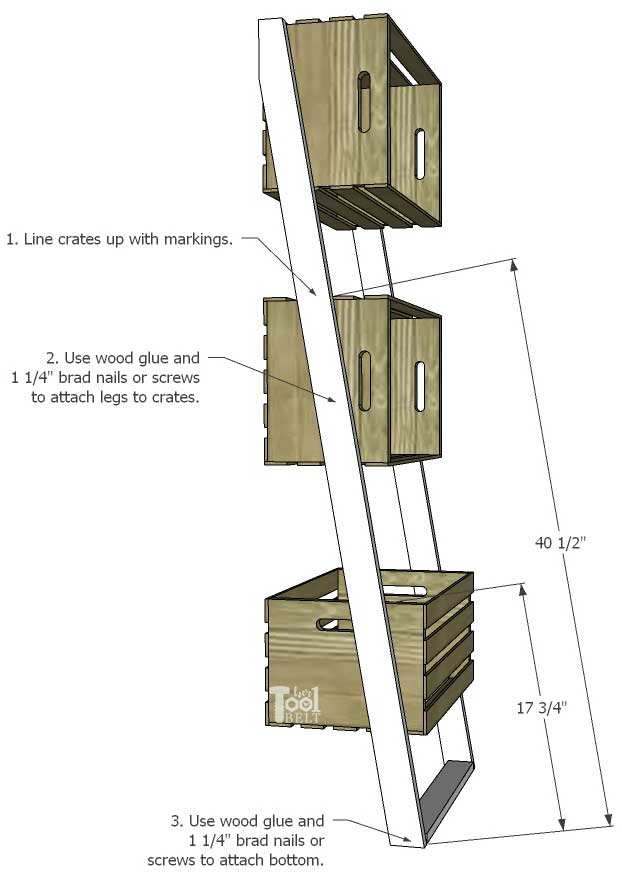 Free plans to build an easy leaning crate ladder bookshelf and desk system for kids. The crates are great to organize and store books and toys. Free plans on hertoolbelt.com