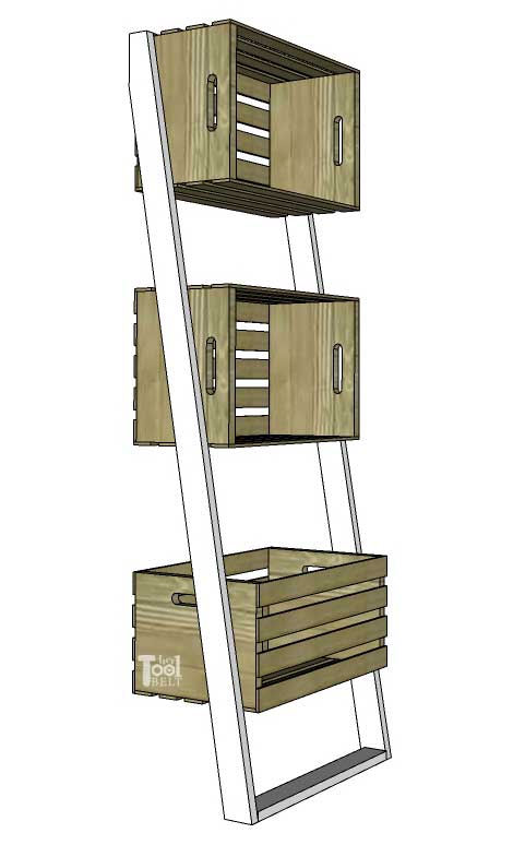 Free plans to build an easy leaning crate ladder bookshelf and desk system for kids. The crates are great to organize and store books and toys. Free plans on hertoolbelt.com