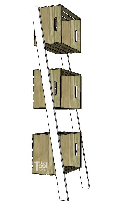 Free plans to build an easy leaning crate ladder bookshelf and desk system for kids. The crates are great to organize and store books and toys. Free plans on hertoolbelt.com