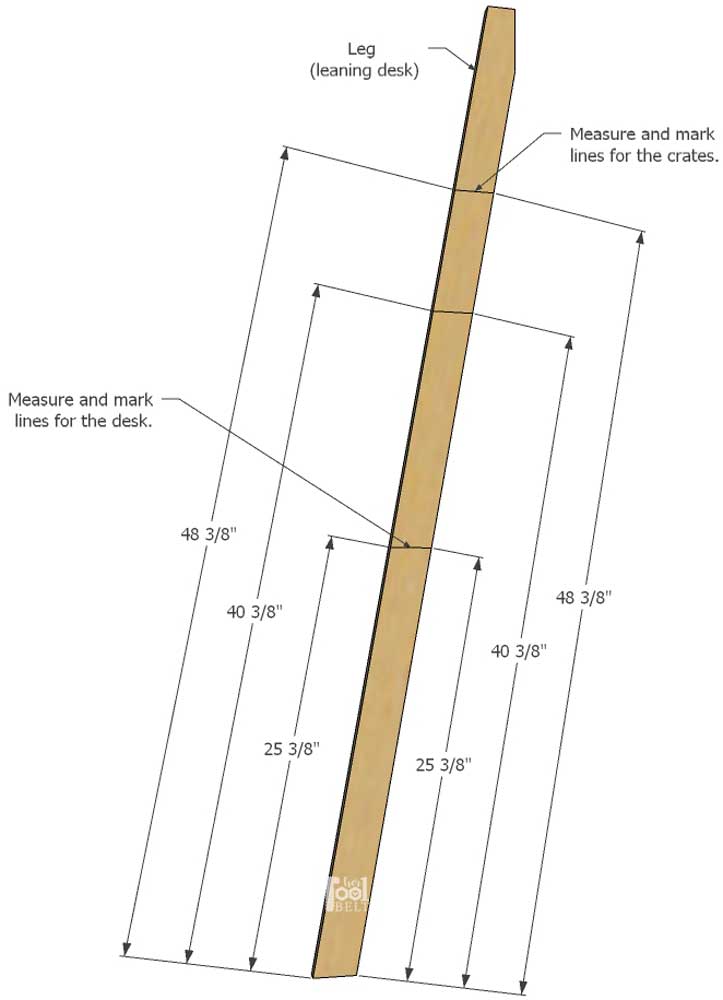 Leg. Free plans to build an easy leaning crate ladder bookshelf and desk system for kids. The crates are great to organize and store books and toys. Free plans on hertoolbelt.com
