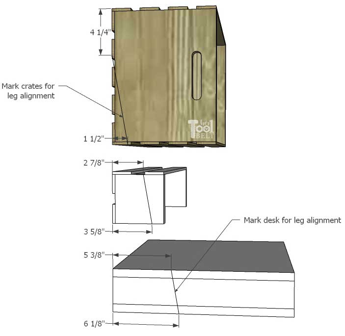 Free plans to build an easy leaning crate ladder bookshelf and desk system for kids. The crates are great to organize and store books and toys. Free plans on hertoolbelt.com