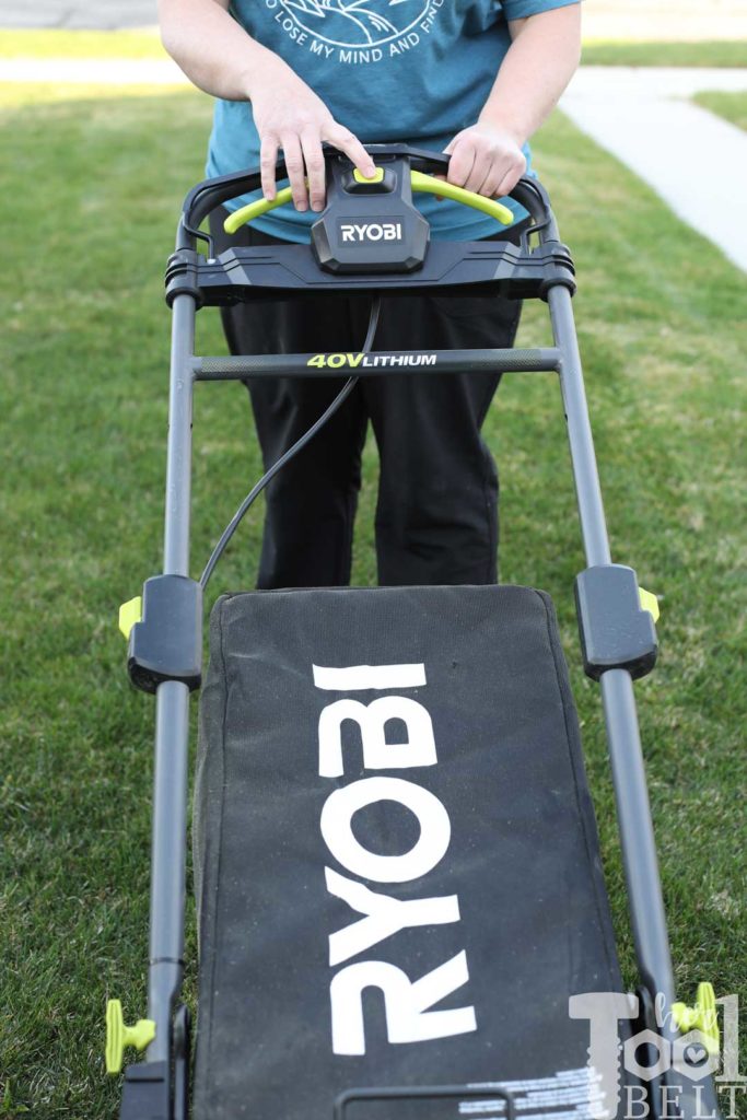Starting the Ryobi battery operated lawn mower. Is a battery powered lawn mower as tough as gas powered? Check out this Ryobi 40 volt lawn mower review.