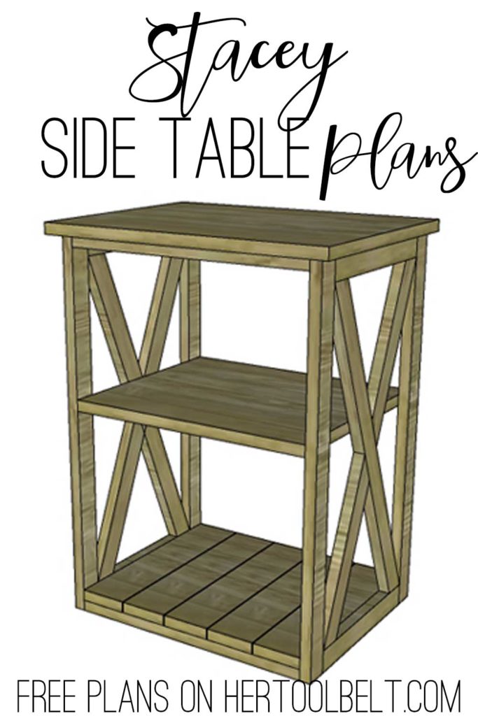 Free plans to build the Stacey side table. Perfect little accent table with X detail.