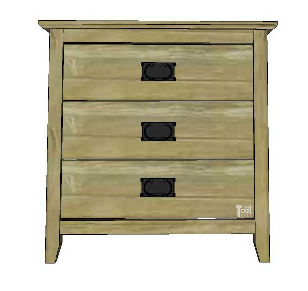 Perfect little Farmhouse Nightstands with 3 drawers and cute X detail. Free plans on hertoolbelt.com