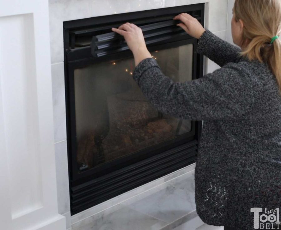How to open and clean gas fireplace glass. Get rid of the gunk on the inside of the fireplace glass.